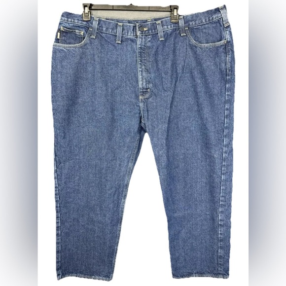 Carhartt Jeans Men 48x30 Blue FR Flame Resistant Relaxed Straight Leg FRB004 MDS - Picture 1 of 8
